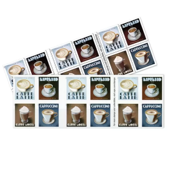 USPS Espresso Drinks coffee Forever Postage Stamps