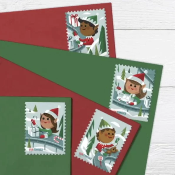 USPS Holiday Elves Forever Postage Stamps