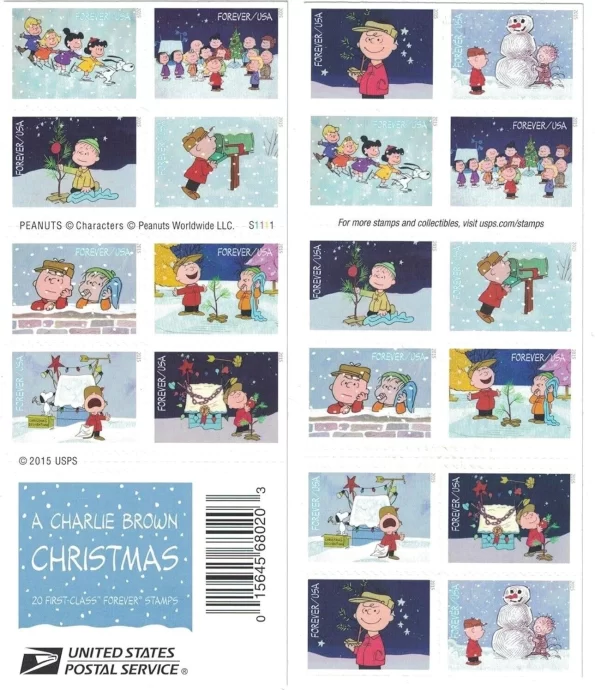 A-Charlie-Brown-Christmas-Forever-First-Class-Postage-Stamps