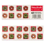 USPS Holiday Wreath Forever First Class Postage Stamps-3