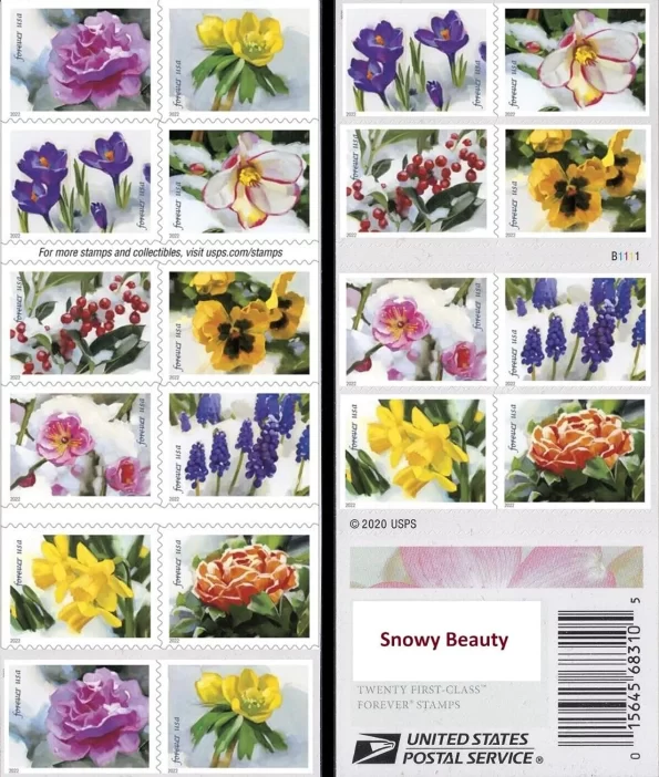 USPS Snowy Beauty Bloom Forever First Class Postage Stamps